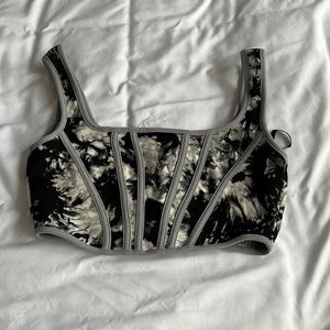Black and white tie dye crop top